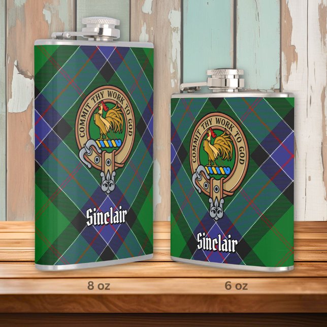 Flasques Clan Sinclair Crest sur la chasse Tartan (Créateur téléchargé)