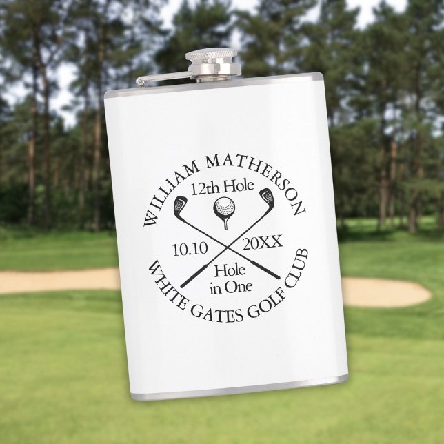 Flasques Classique moderne de trou en un de golf personnali (Personalized Golf Hole in One Modern Classic Flask)