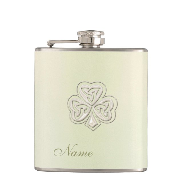 Flasques Classy chic perle chanceux shamrock personnalisé (Devant)