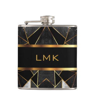 Flasques Clé Abstrait noir et or Design Flask