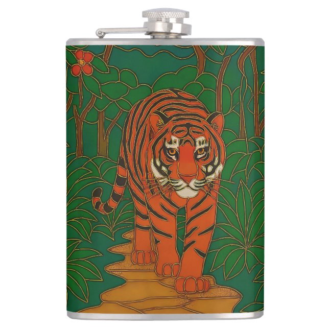 Flasques Cloisonne Art Tiger on the Jungle Path (Devant)