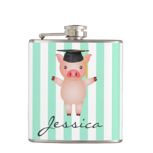 Flasques Cochon dans la casquette de graduation personnalis