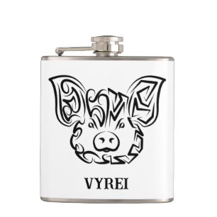 Flasques Cochon tribal noir et blanc