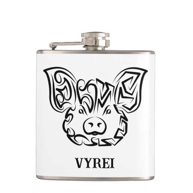 Flasques Cochon tribal noir et blanc (Devant)
