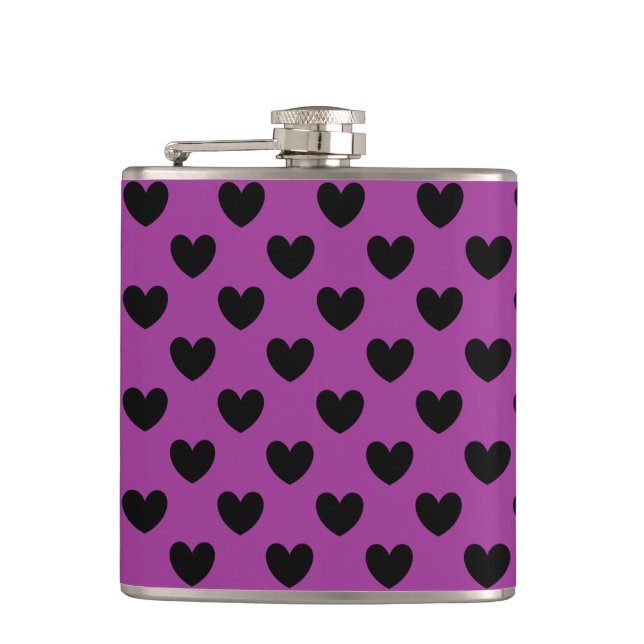 Flasques Coeurs de polka noir sur violet (Devant)