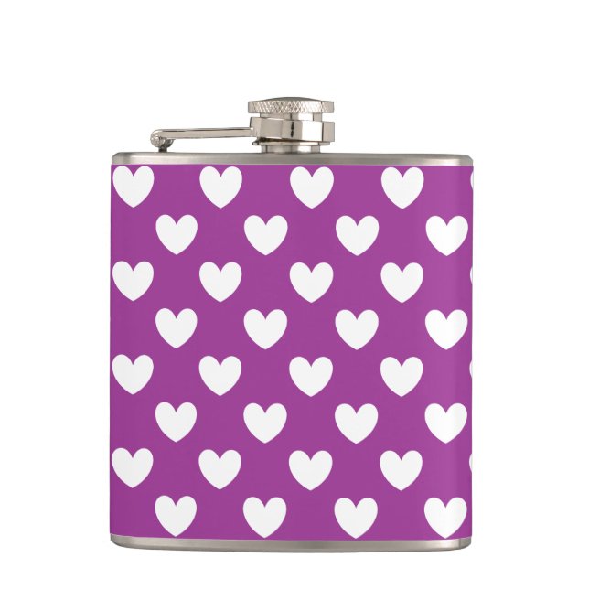 Flasques Coeurs polka blanc sur violet (Devant)