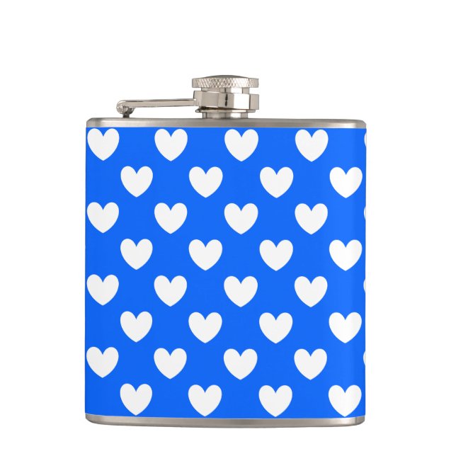 Flasques Coeurs polka blancs sur bleu (Devant)