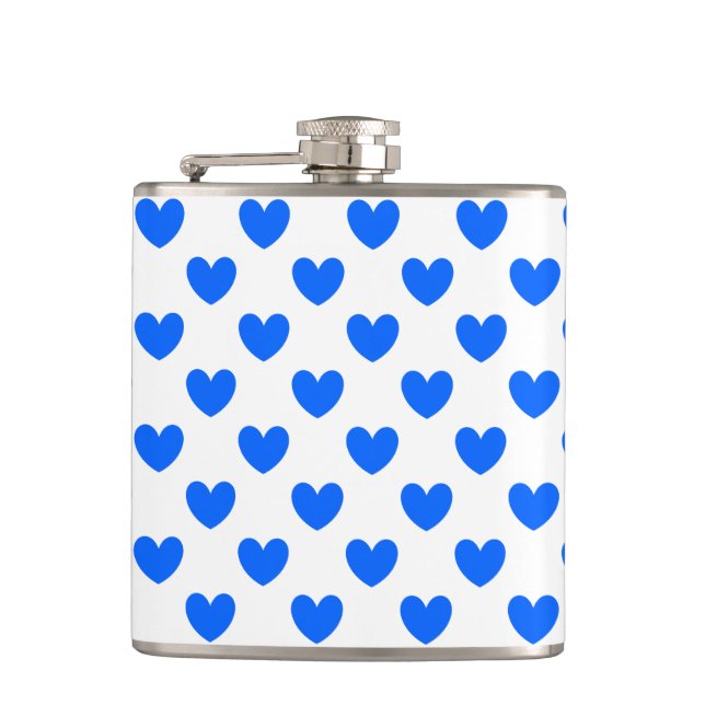 Flasques Coeurs polka bleu sur blanc (Devant)