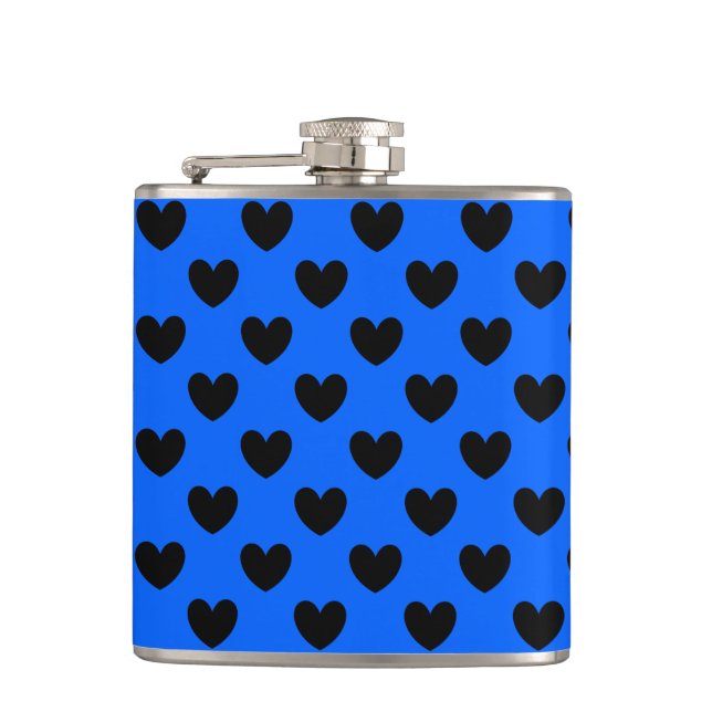 Flasques Coeurs polka noirs sur bleu (Devant)