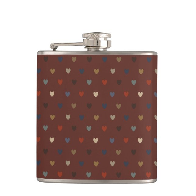 Flasques Coeurs Polka sur kilim brown (Devant)