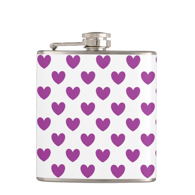 Flasques Coeurs polka violet sur blanc (Devant)