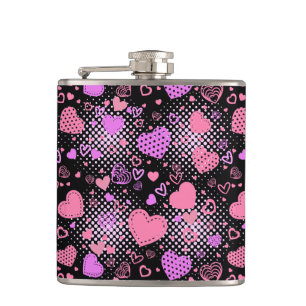 Flasques Coeurs roses Motif 01 Black BG