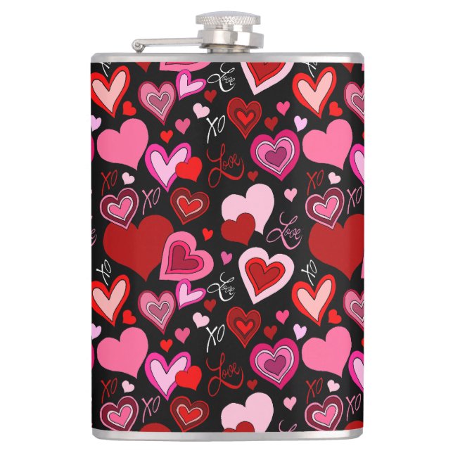 Flasques Cœurs rouges roses noirs Motif d'amour (Devant)