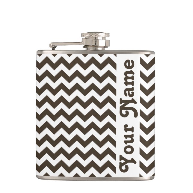 Flasques Cola Safari Chevron avec nom personnalisable (Devant)
