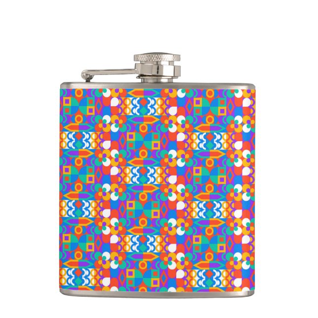 Flasques Colorful flask with a vibrant geometric pattern  (Devant)
