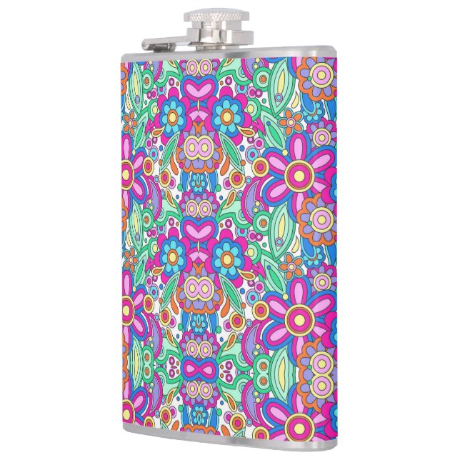 Flasques Colorful flask with vibrant, symmetrical floral  (Gauche)