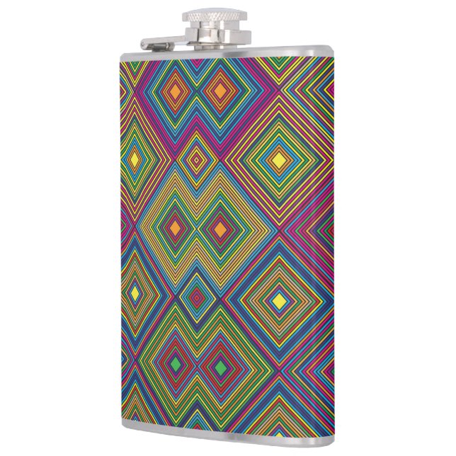 Flasques Colorful hip flask with a vibrant geometric  (Gauche)