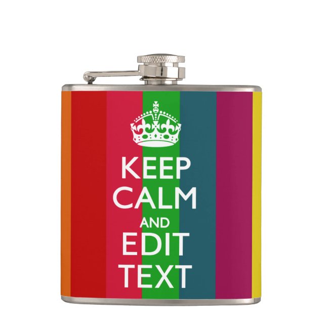 Flasques Colorful Rainbow Keep Calm And Your Text Customize (Devant)