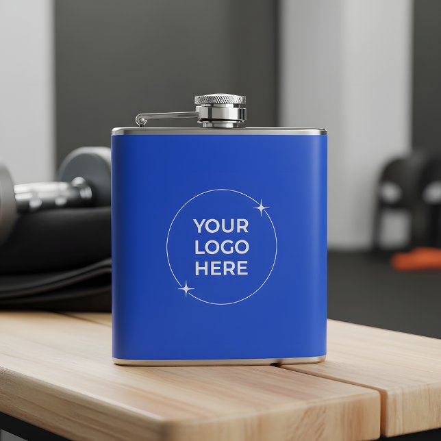 Flasques Company Logo Royal Blue Marketing Giveaway Flask (Créateur téléchargé)