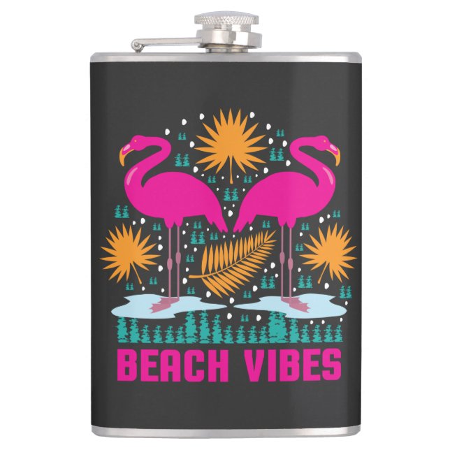 Flasques Conception de flamants roses de vibes de plage (Devant)