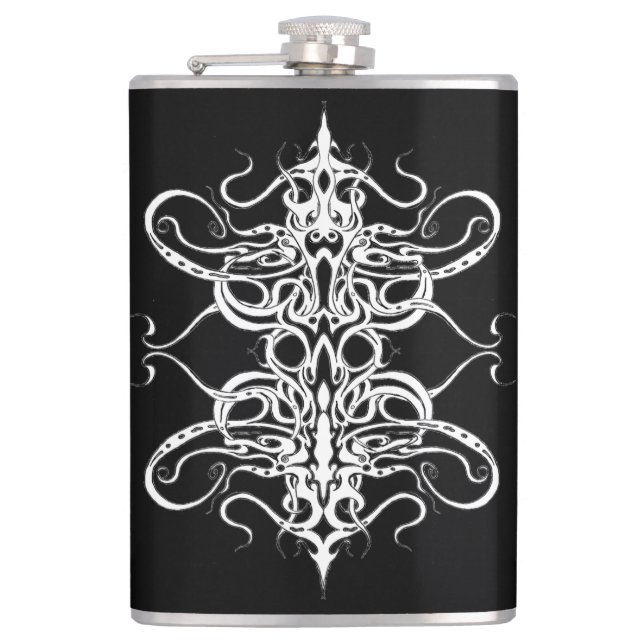 Flasques Conception de tatouage tribal abstrait noir et bla (Devant)
