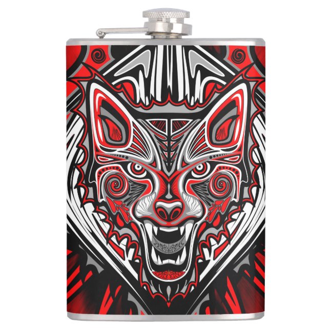Flasques Conception de totem tribal Haida Loup (Devant)