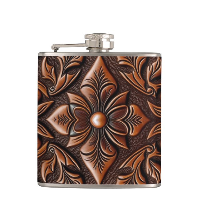 Flasques Conception en cuir tooled faux (Devant)