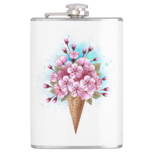 Flasques Cône rose Sakura crème glacée gaufre