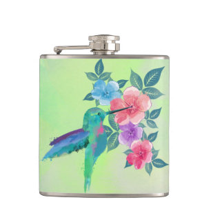 Flasques Cool mignon couleurs vives aquarelles colibri flor