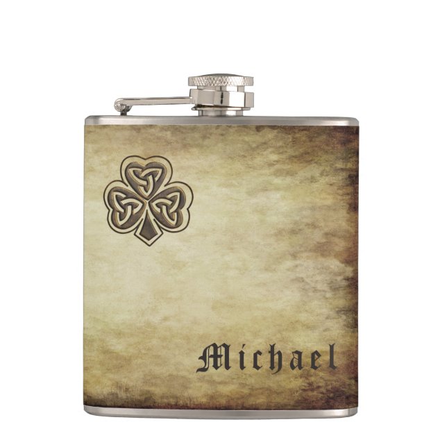 Flasques Cool Vintage grundge irlandais shamrock (Devant)