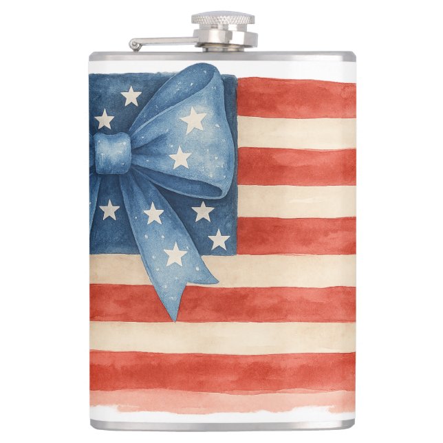 Flasques Coquette Bow American Flag 4 juillet (Devant)