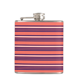 Flasques Corail, bleu marine et blanc cinq bandes motif