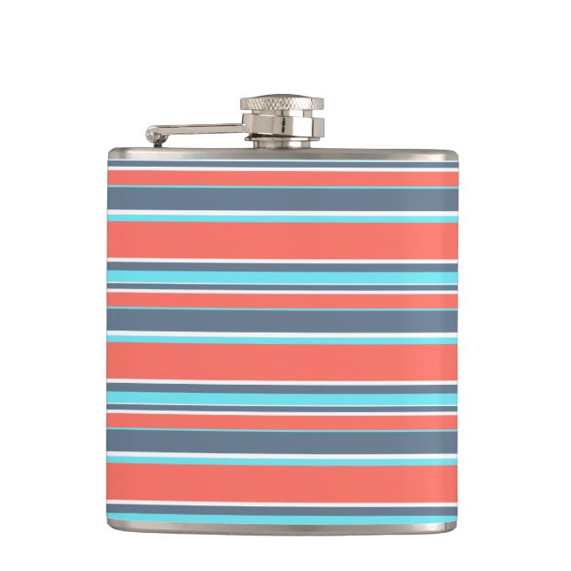 Flasques Corail vivant, bandes bleues et grises (Devant)