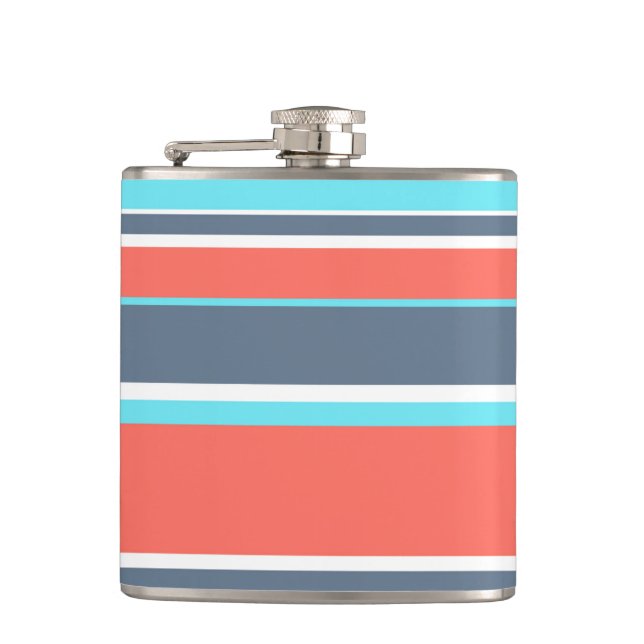 Flasques Corail vivant, bandes bleues et grises (Devant)