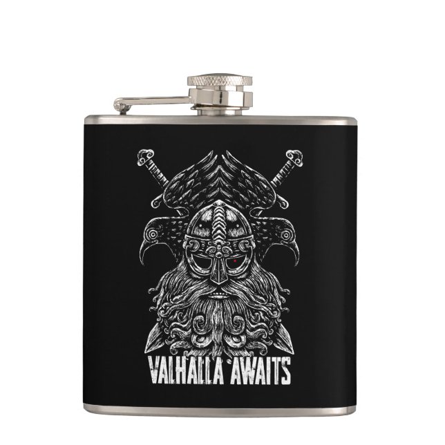 Flasques Corbeaux d'Odin Mythologie Viking Valhalla attend (Devant)