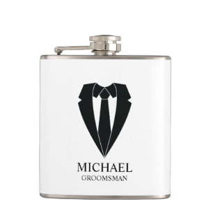 Flasques Costume Mariage noir et Cravate Groomsmans personn