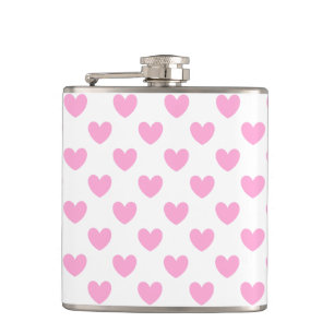 Flasques Coton Candy Pink coeurs sur blanc