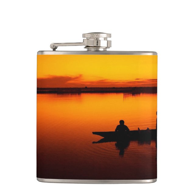 Flasques Coucher de soleil, bateau d'aviron Silhouette-1649 (Devant)