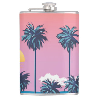 Flasques Coucher de soleil tropical : Illustration de plage