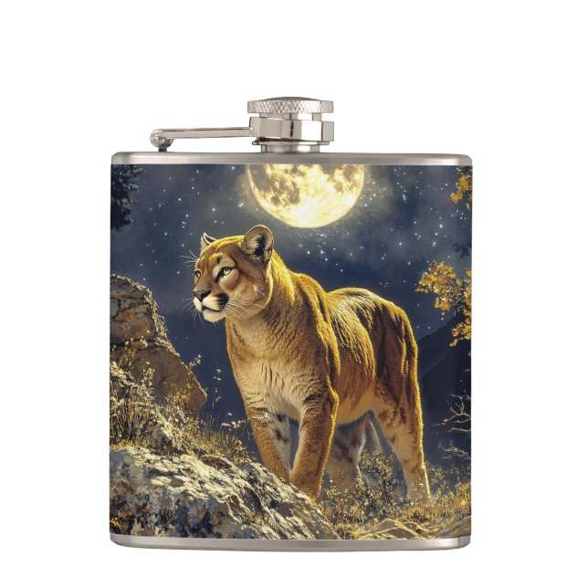 Flasques Cougar in the Moonlight Wildlife Art (Devant)