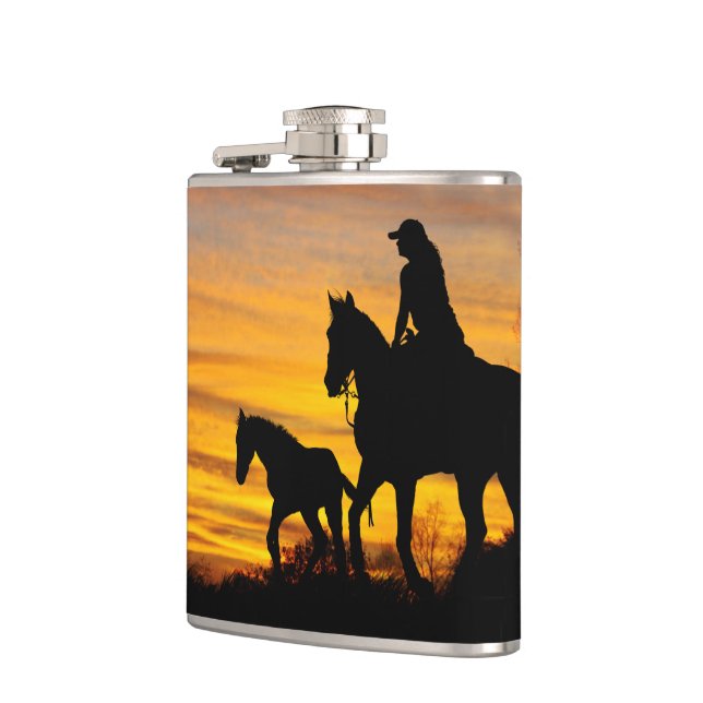 Flasques Cowgirl Sunset Horseback Ride Boire Flask (Gauche)