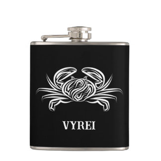 Flasques Crabe tribal noir et blanc