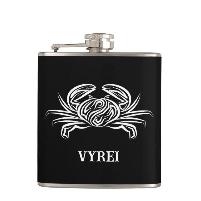 Flasques Crabe tribal noir et blanc (Devant)