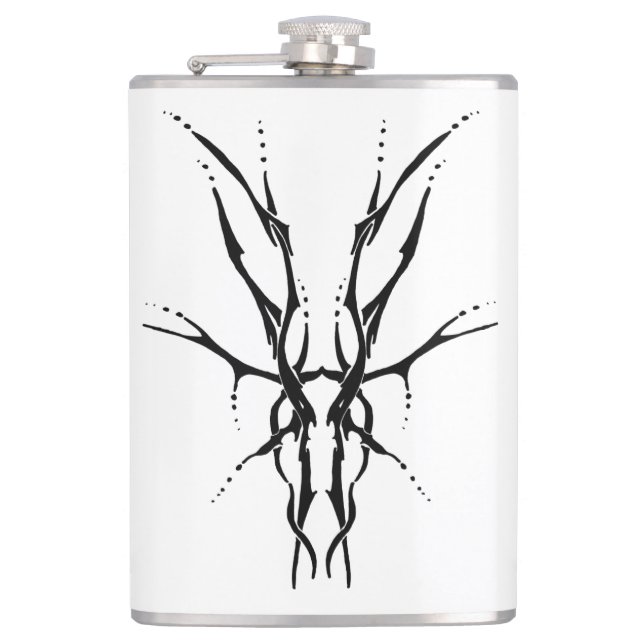 Flasques Crâne de cerf tribal noir dessin de chasse (Devant)