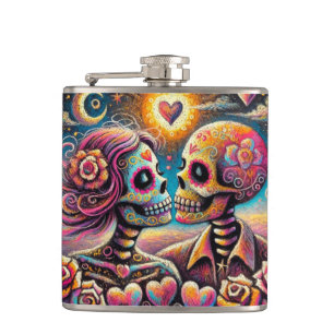 Flasques Crânes de sucre en amour Chalk Impressionniste Pas