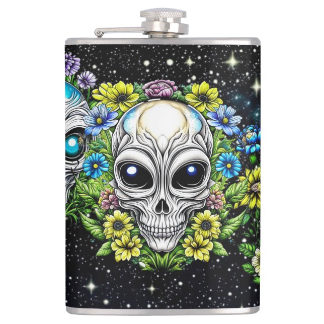 Flasques Crânes et fleurs Aliens extraterrestres (Devant)