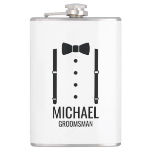 Flasques Cravate Mariage noir Groomsmen personnalisé