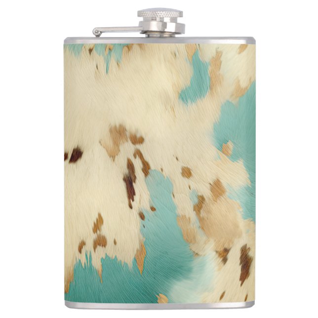 Flasques Cream Gold Turquoise Cowhide Animal (Devant)