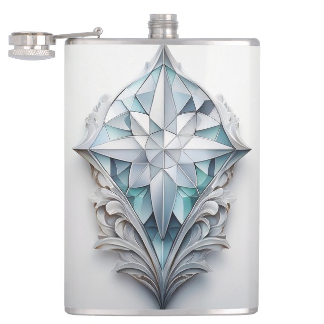Flasques Croix géométrique bleue (Ouvert)