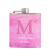 Cuir synthétique rose girly Monogramme Nom